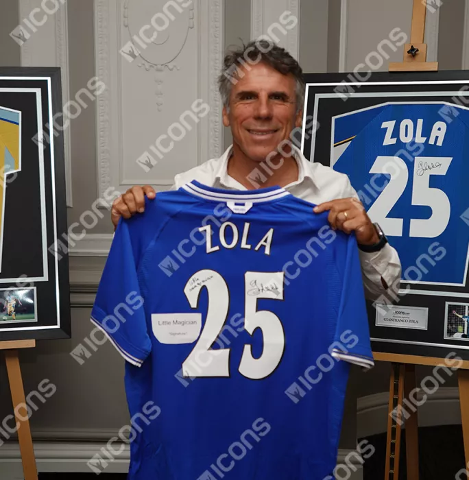 Gianfranco Zola Back Signed Chelsea 2000 Home Shirt - Little Magician Inscription In Classic Frame