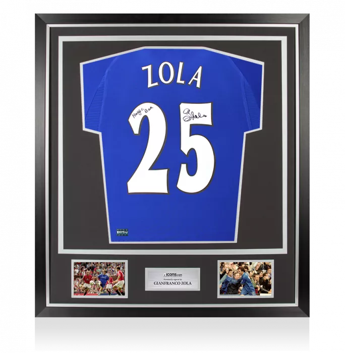 Gianfranco Zola Back Signed Chelsea 2000 Home Shirt - Magic Box Inscription In Classic Frame