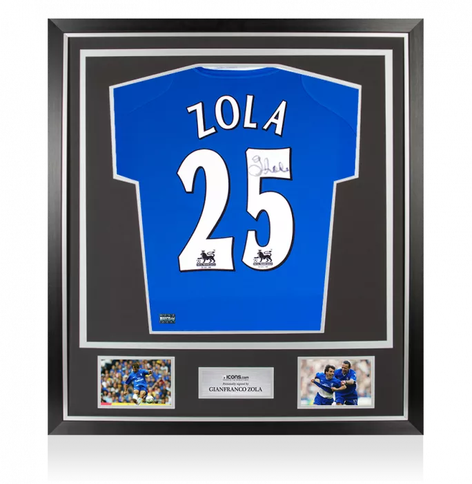 Gianfranco Zola Back Signed Chelsea 2001-03 Home Shirt In Classic Frame