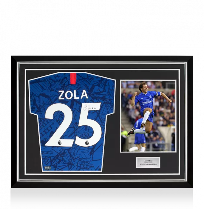 Gianfranco Zola Back Signed Chelsea 2019-20 Home Shirt In Hero Frame: Option 1