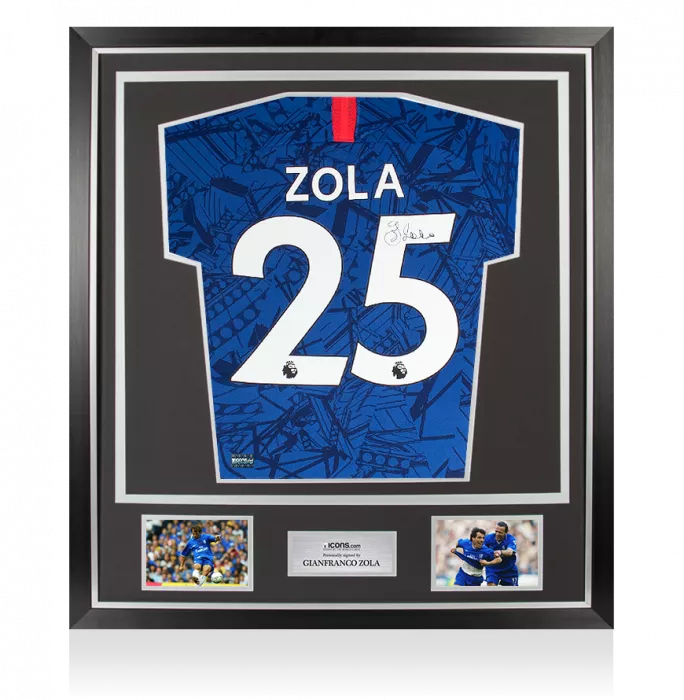 Gianfranco Zola Back Signed Chelsea 2019-20 Home Shirt In Classic Frame