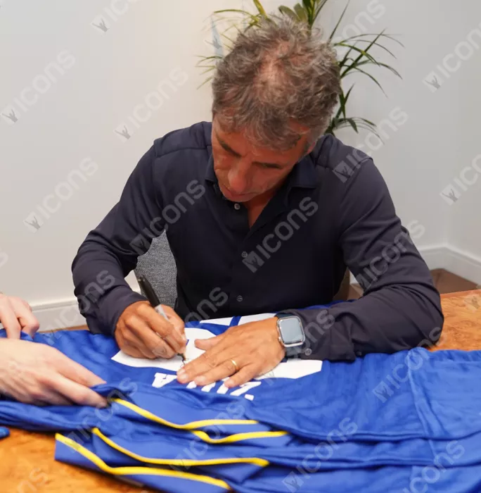 Gianfranco Zola Back Signed Chelsea FC 1997 Home Shirt With Fan Style Numbers: FA Cup Final Edition