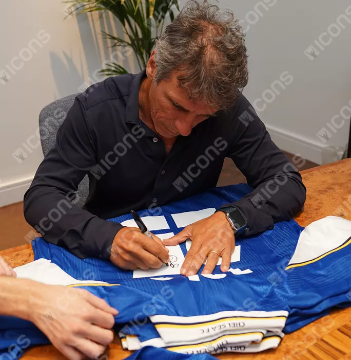 Gianfranco Zola Back Signed Chelsea FC 1998 Home Shirt: Cup Winners' Cup Final Edition In Hero Frame: Option 1