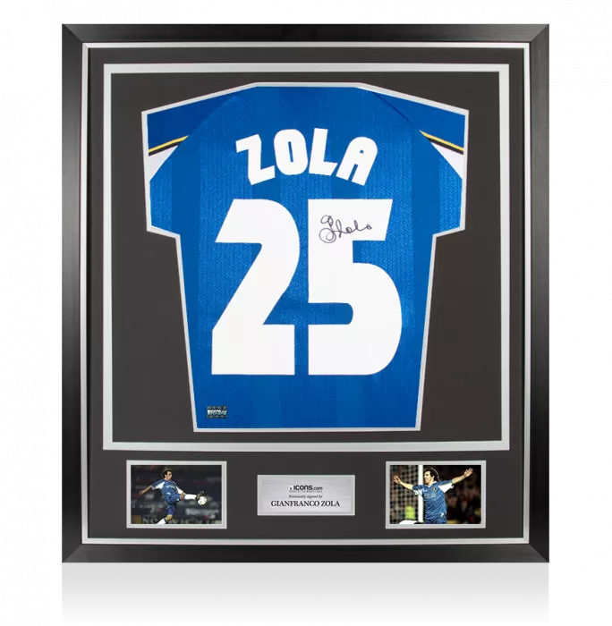 Gianfranco Zola Back Signed Chelsea FC 1998 Home Shirt: Cup Winners' Cup Final Edition In Classic Frame