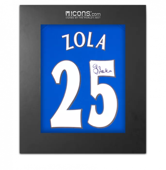 Gianfranco Zola Back Signed Chelsea FC 2000 Shirt with Fan Style Numbers In Deluxe Packaging