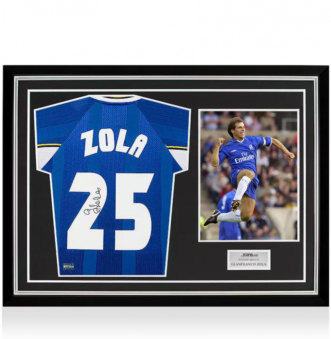 Gianfranco Zola Back Signed Chelsea Shirt In Hero Frame: Option 1