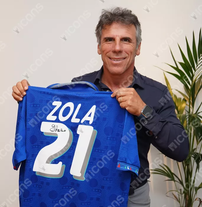 Gianfranco Zola Back Signed Italy 1994 Home Shirt In Hero Frame: Option 1