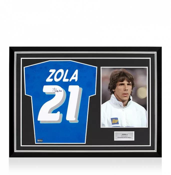 Gianfranco Zola Back Signed Italy 1994 Home Shirt In Hero Frame: Option 1