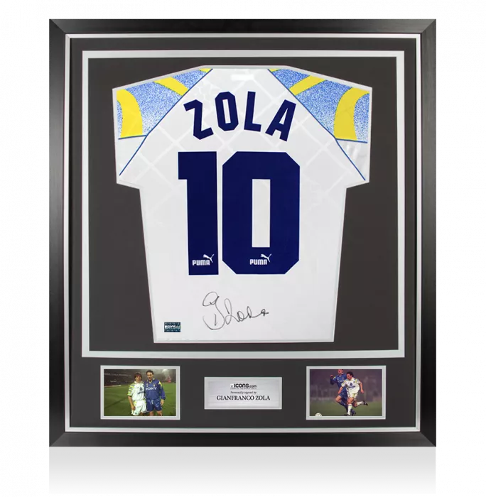 Gianfranco Zola Back Signed Parma Calcio 1913 1995-97 Home Shirt In Classic Frame