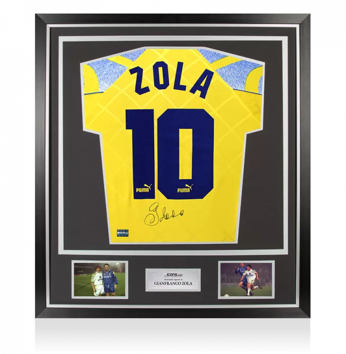 Gianfranco Zola Back Signed Parma Calcio 1913 1995-96 Third Shirt In Classic Frame