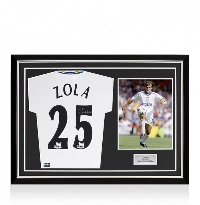 Gianfranco Zola Front Signed Chelsea 1998-99 Away Shirt In Hero Frame: Option 1