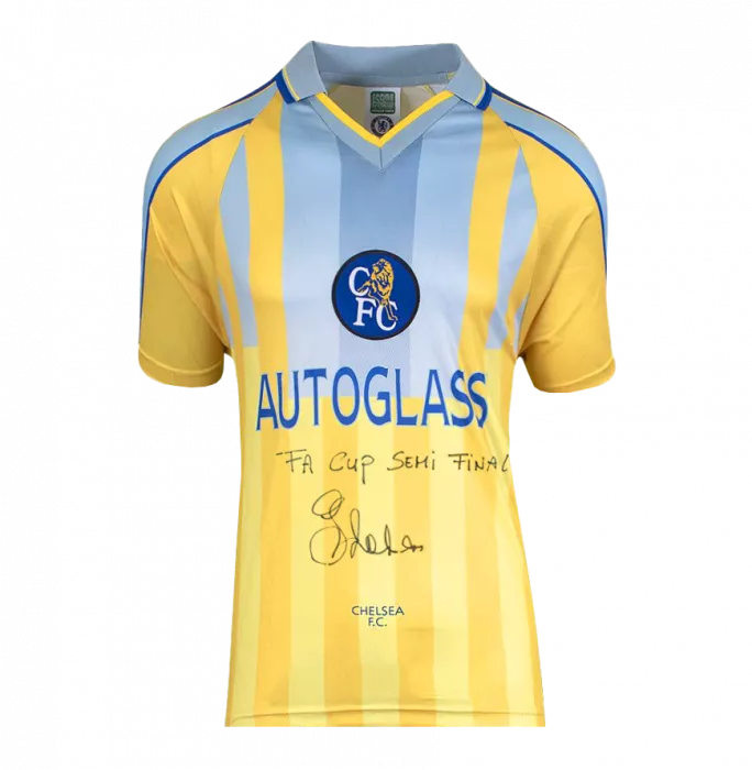 Gianfranco Zola Front Signed Chelsea 1998 Away Shirt - FA Cup Semi-Final Inscription In Hero Frame: Option 1