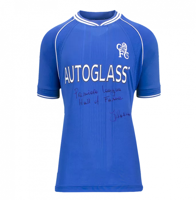 Gianfranco Zola Front Signed Chelsea 2000 Home Shirt - Premier League Hall Of Fame Inscription In Classic Frame