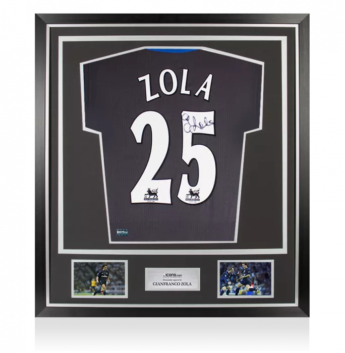 Gianfranco Zola Front Signed Chelsea 2002-03 Away Shirt In Classic Frame