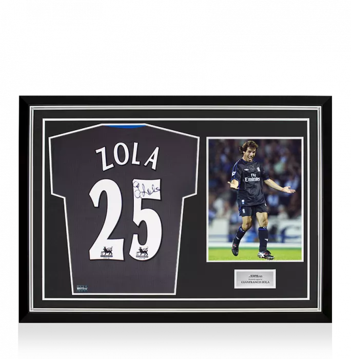 Gianfranco Zola Front Signed Chelsea 2002-03 Away Shirt In Hero Frame: Option 1
