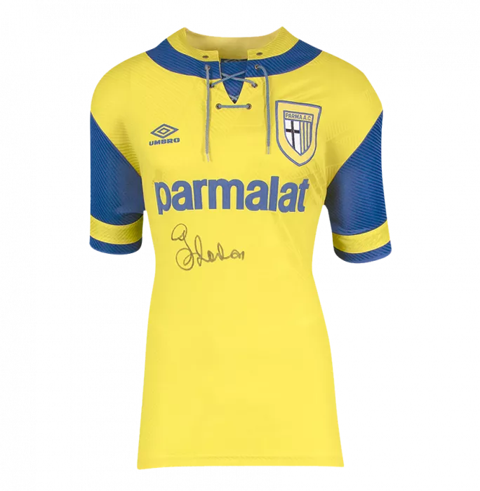 Gianfranco Zola Front Signed Parma 1993-94 Away Shirt In Classic Frame