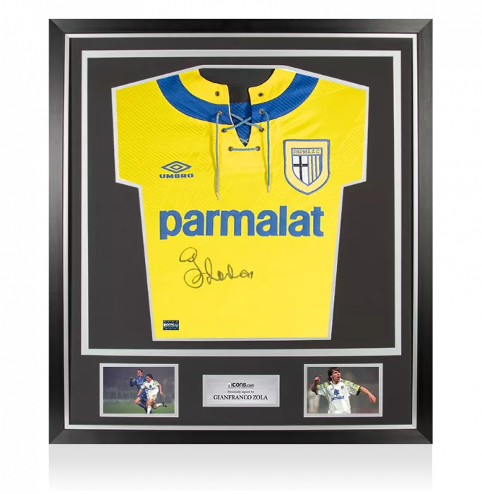 Gianfranco Zola Front Signed Parma 1993-94 Away Shirt In Classic Frame