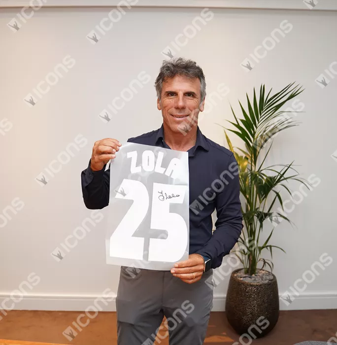 Gianfranco Zola Official UEFA Europa League Signed Chelsea Retro Shirt