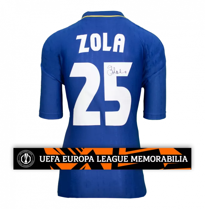 Gianfranco Zola Official UEFA Europa League Signed Chelsea Retro Shirt