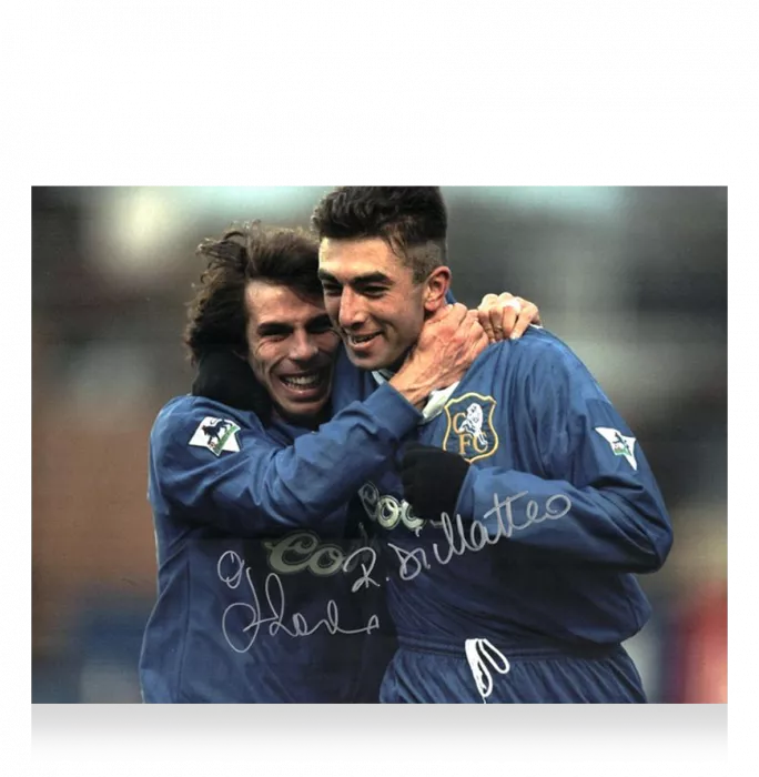 Gianfranco Zola & Roberto Di Matteo Signed Chelsea Photo