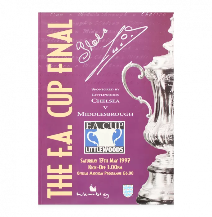 Gianfranco Zola & Ruud Gullit Dual Signed And Framed Programme: 1997 FA Cup Final