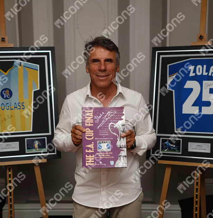 Gianfranco Zola & Ruud Gullit Dual Signed And Framed Programme: 1997 FA Cup Final