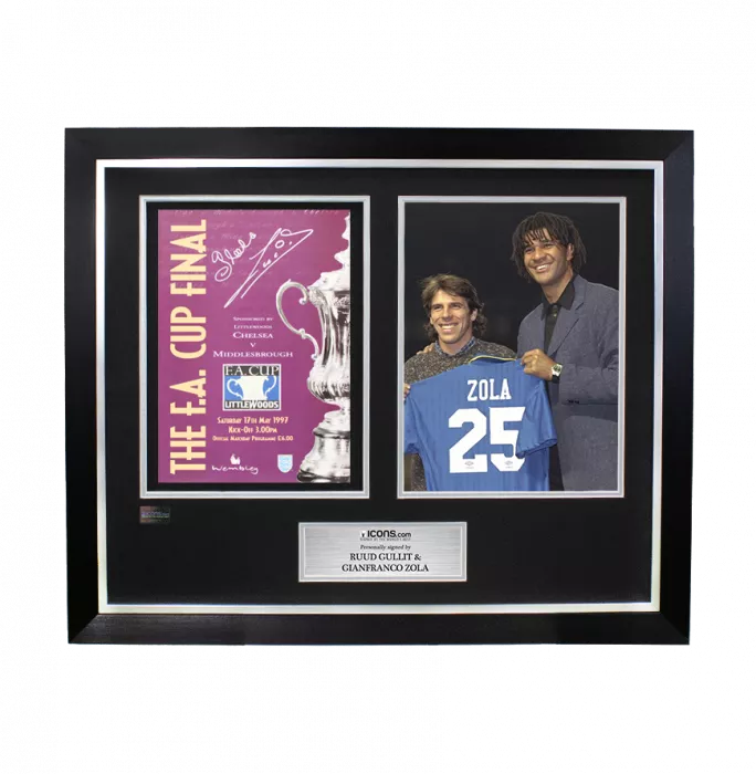 Gianfranco Zola & Ruud Gullit Dual Signed and Framed Programme: 1997 FA Cup Final