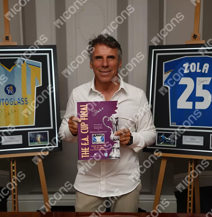 Gianfranco Zola Signed And Framed Programme: 1997 FA Cup Final