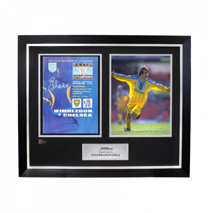 Gianfranco Zola Signed And Framed Programme:1997 FA Cup Semi-Final