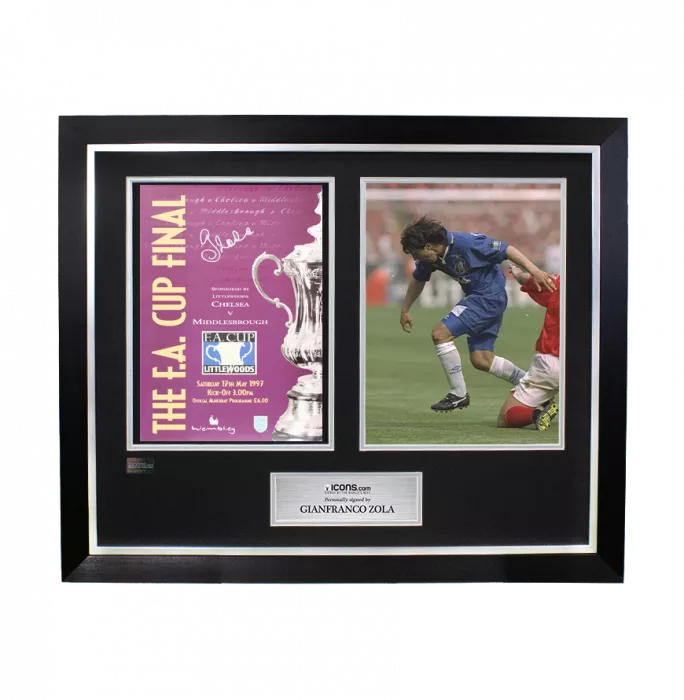 Gianfranco Zola Signed And Framed Programme: 1997 FA Cup Final