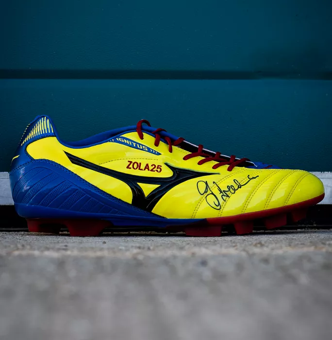 Gianfranco Zola Signed Blue And Yellow Mizuno Boot