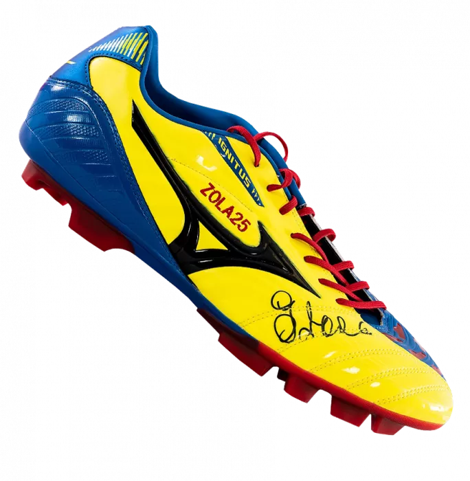 Gianfranco Zola Signed Blue and Yellow Mizuno Boot