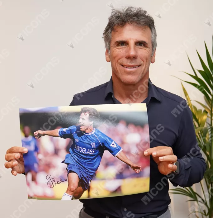 Gianfranco Zola Signed Chelsea FC Photo: Premier League Icon