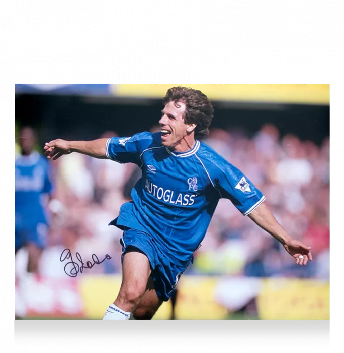 Gianfranco Zola Signed Chelsea FC Photo: Premier League Icon