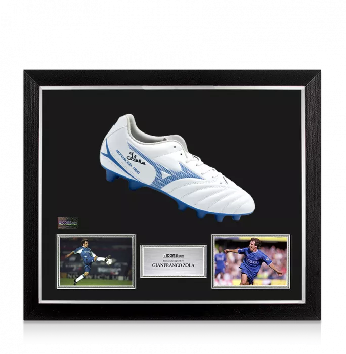 Gianfranco Zola Signed Mizuno Monarcida Neo Boot In Bubble Frame: Option 1
