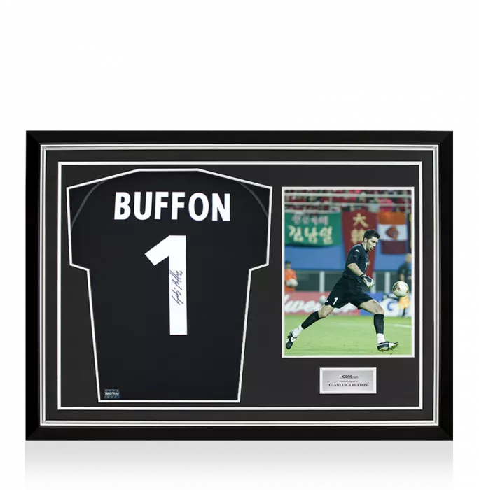 Gianluigi Buffon Back Signed Italy 2002-03 Goalkeeper Shirt In Hero Frame: Option 1