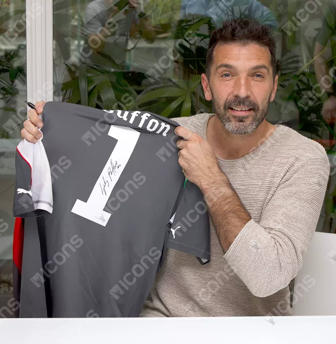 Gianluigi Buffon Back Signed Italy 2010-12 Goalkeeper Shirt In Hero Frame: Option 1