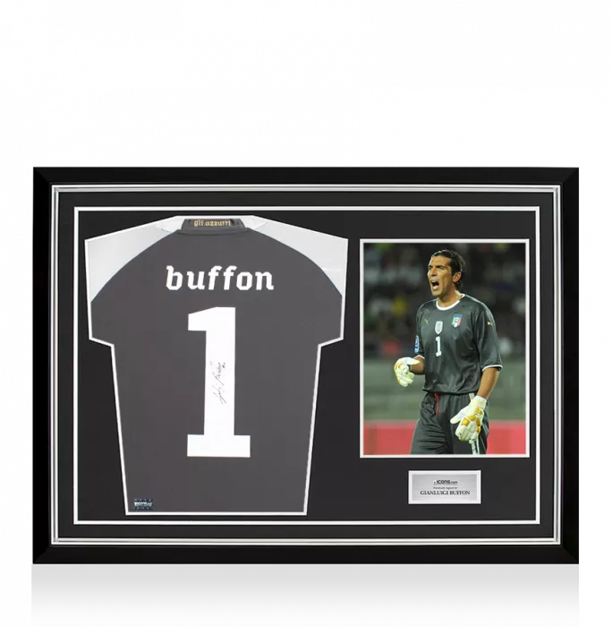 Gianluigi Buffon Back Signed Italy 2010-12 Goalkeeper Shirt In Hero Frame: Option 1