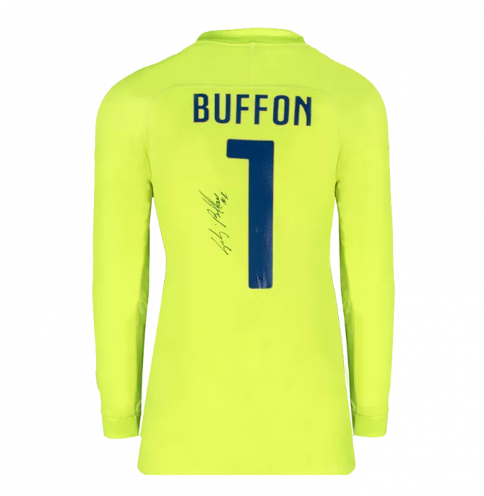 Gianluigi Buffon Back Signed Italy 2014-15 Goalkeeper Shirt In Hero Frame: Option 1