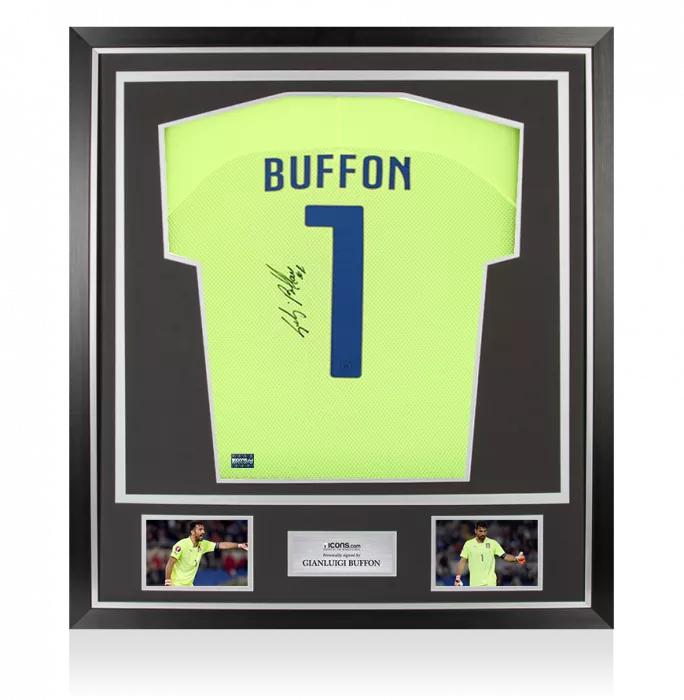 Gianluigi Buffon Back Signed Italy 2014-15 Goalkeeper Shirt In Classic Frame