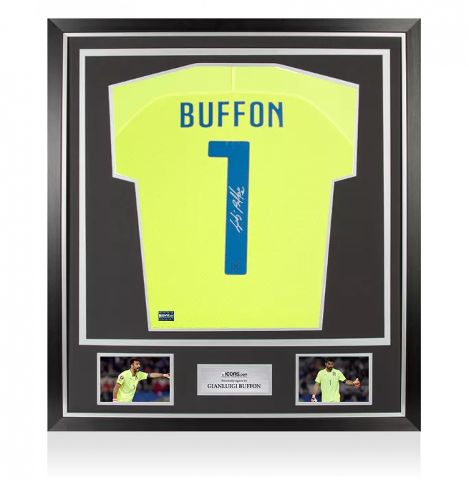 Gianluigi Buffon Back Signed Italy 2014-15 Goalkeeper Away Shirt In Classic Frame