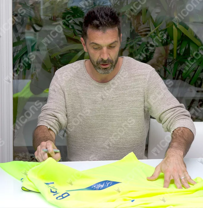 Gianluigi Buffon Back Signed Italy 2014-15 Goalkeeper Away Shirt