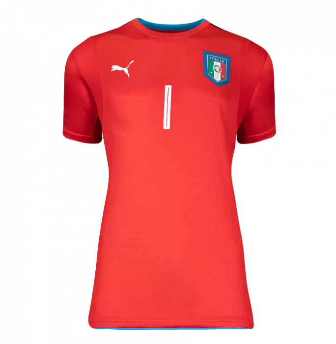 Gianluigi Buffon Back Signed Italy 2016-17 Goalkeeper Shirt In Hero Frame: Option 1