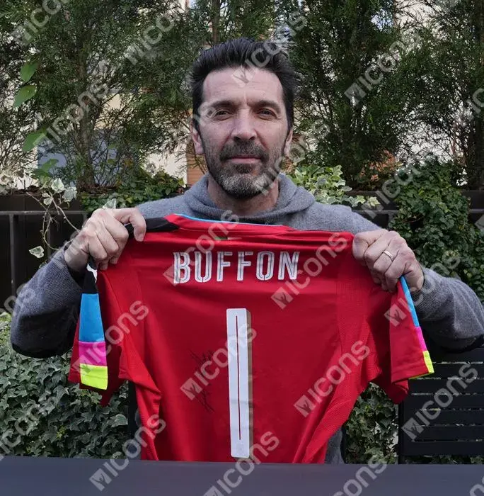 Gianluigi Buffon Back Signed Italy 2016-17 Goalkeeper Shirt In Hero Frame: Option 1