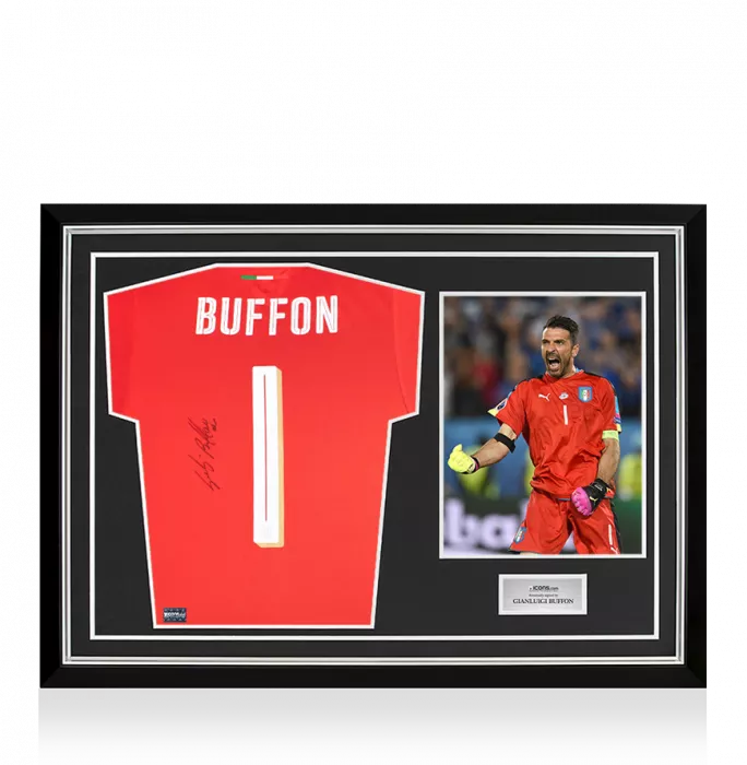 Gianluigi Buffon Back Signed Italy 2016-17 Goalkeeper Third Shirt In Hero Frame: Option 1