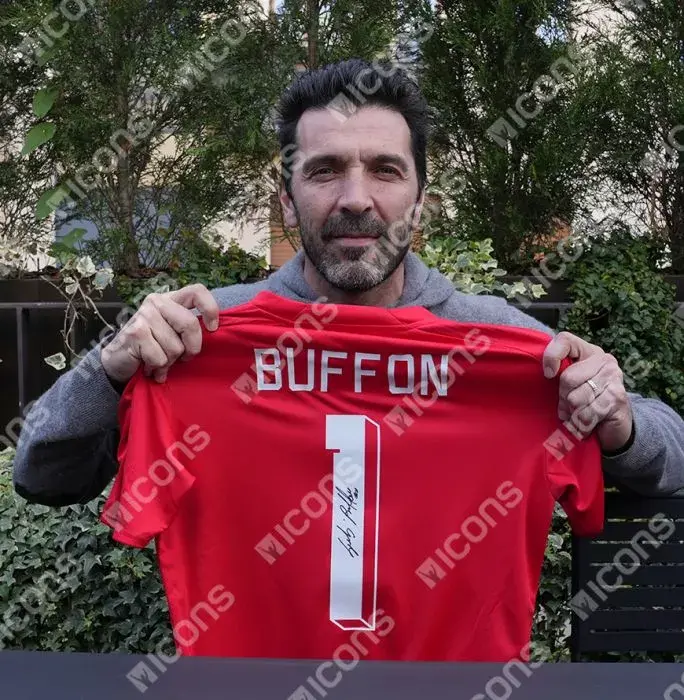 Gianluigi Buffon Back Signed Italy 2022-23 Goalkeeper Shirt With Fan Style Number In Hero Frame: Option 1