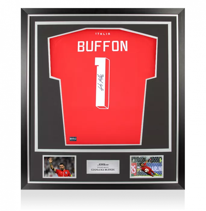 Gianluigi Buffon Back Signed Italy 2022-23 Goalkeeper Shirt with Fan Style Number In Classic Frame