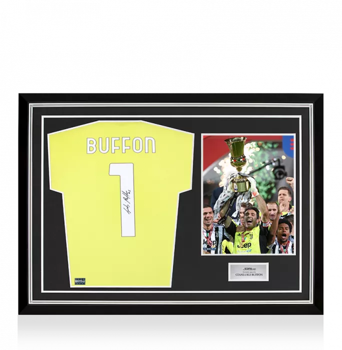 Gianluigi Buffon Back Signed Juventus 2020-21 Goalkeepers Shirt In Hero Frame: Option 1
