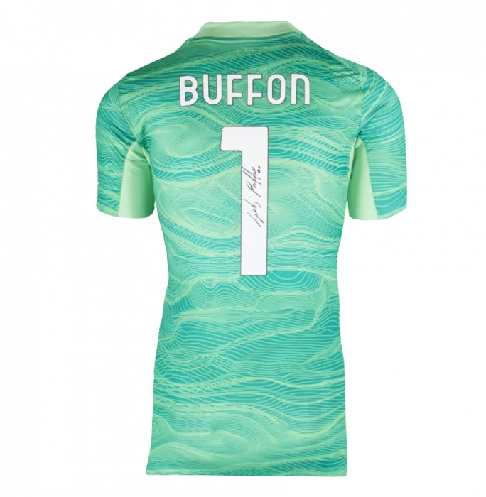 Gianluigi Buffon Back Signed Juventus 2021-22 Home Goalkeeper Shirt With Fan Style Number In Classic Frame