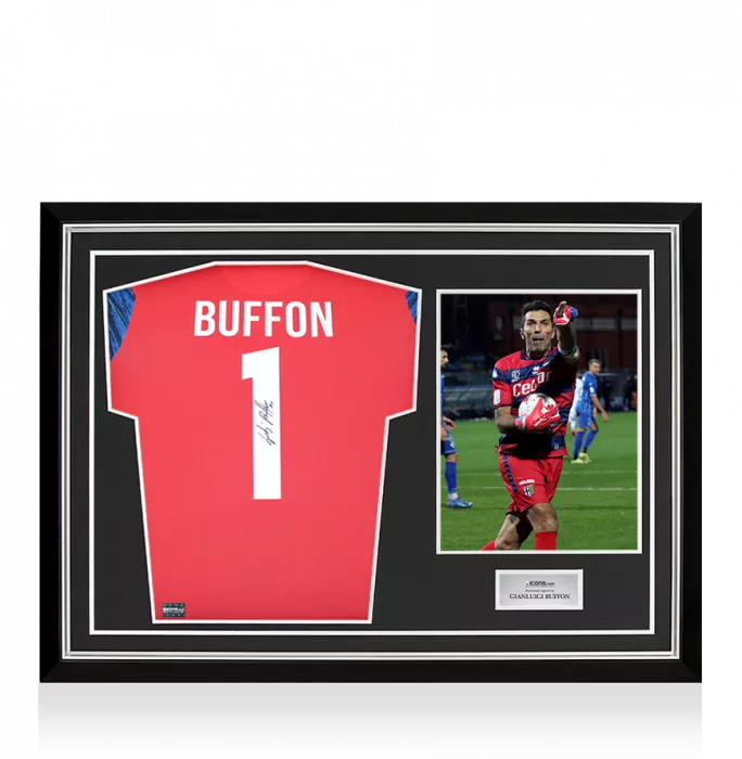 Gianluigi Buffon Back Signed Parma 2021-22 Goalkeeper Shirt In Hero Frame: Option 1